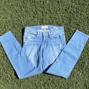 Frame Le Skinny de Jeanne Everglades Distressed Crop Denim Jeans Size 26